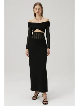 Misha Marceline Bonded Crepe Gown in Black Size S / AU 8 for rent on The Volte - image 1