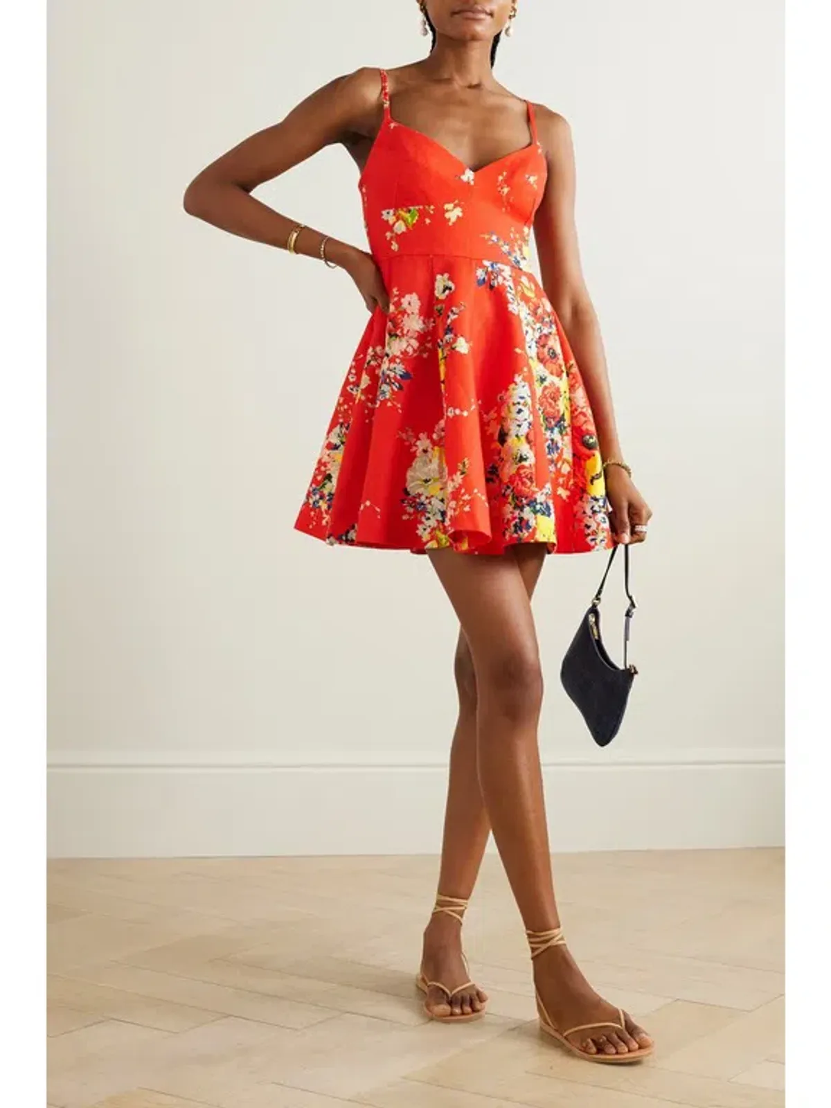 Zimmermann The Alight Flare Mini Dress in Red Floral Size 0/Au 8  - Image 2