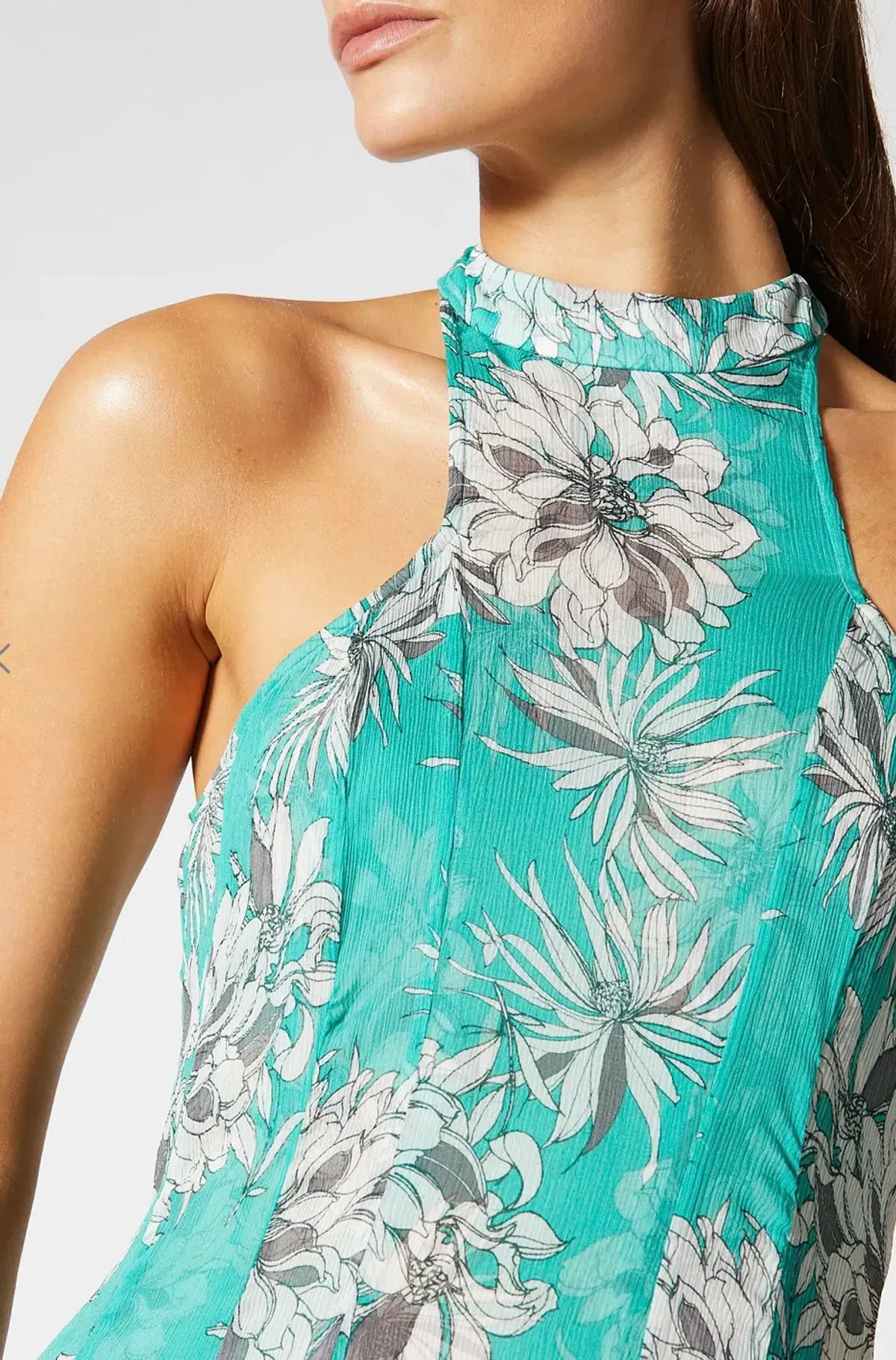 Scanlan Theodore Silk Georgette Floral Dress Spearmint Size AU 8 - Image 2