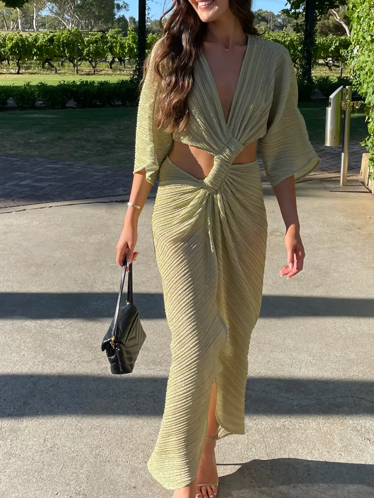 Suboo Stevie Cross Over Midi Dress Gold Size S / AU 8 - Image 4