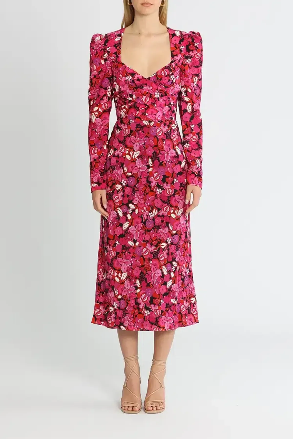 Rebecca Vallance Bramble Midi Dress in Pink Floral Size 8 - Image 1