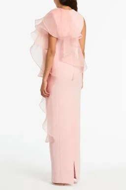 Carla Zampatti Peony Crepe Ruffled Shoulder Gown Blush Size 14 for rent on The Volte - image 3