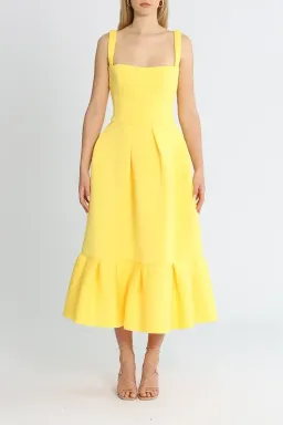 Rachel Gilbert Cora Midi Dress in Yellow Size 10 for rent on The Volte - image 1