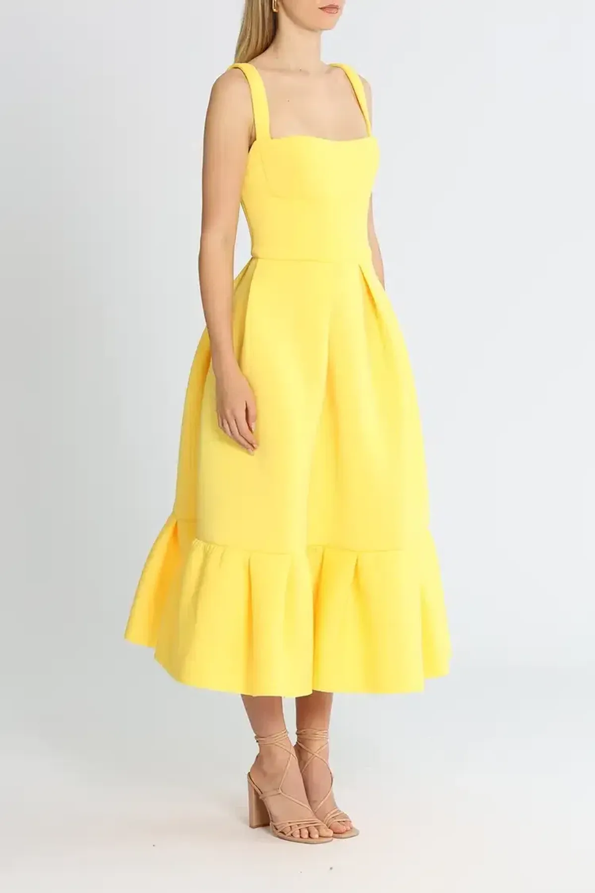 Rachel Gilbert Cora Midi Dress in Yellow Size 14 - Image 2
