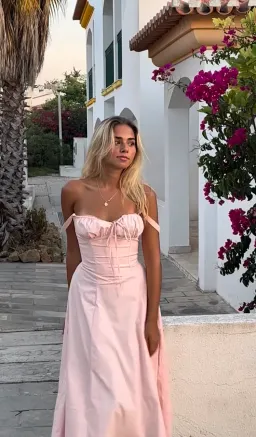 House of CB Carmen Bustier Sun Dress Baby Pink Size XS / AU 6-8 for rent on The Volte - image 3