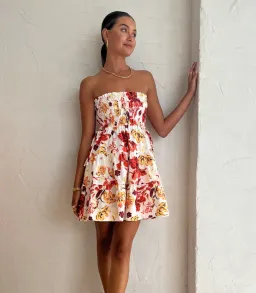 Shona Joy Kalani Shirred Strapless Mini Dress Floral Size 12 for rent on The Volte - image 2
