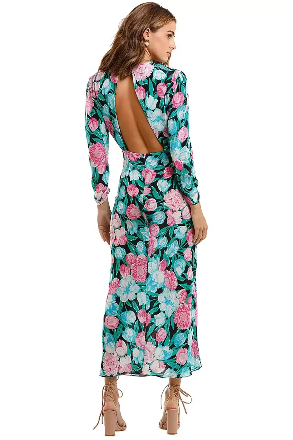 Rixo London Paloma Tulip Floral Maxi Dress Multi Floral Size 8 - Image 3