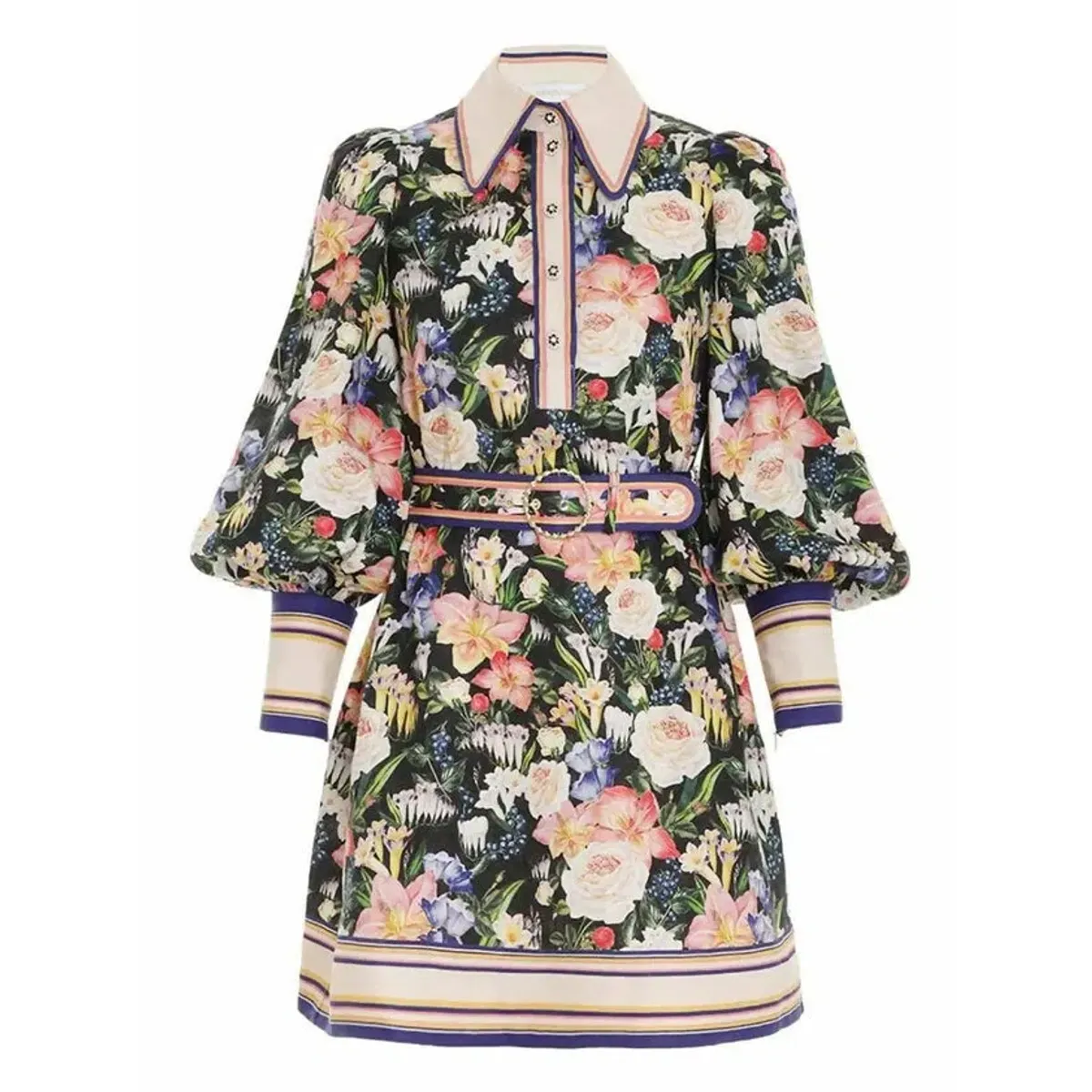 Zimmermann Coaster Long Sleeve Tunic Dress Mayflower Black Floral Print Size 1 / AU 10 - Image 1