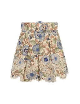 Zimmermann The Junie Embroidered Shirt and Short Set in Ivory/Blue Floral Size 0 / AU8  for rent on The Volte - image 2