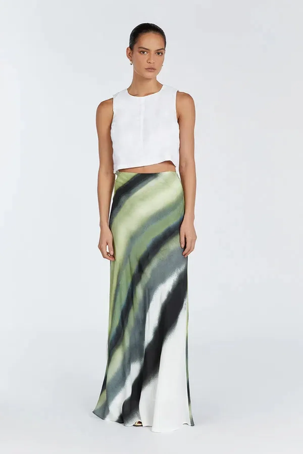 Dissh Athena Slip Maxi Skirt Green Multi Size XS - Image 1