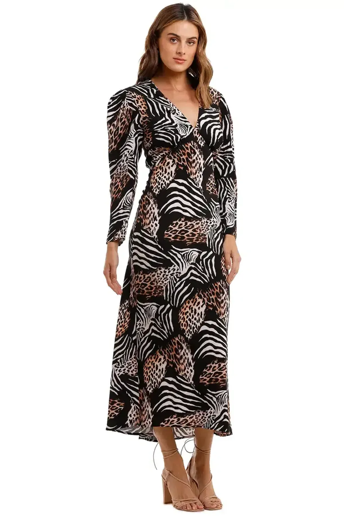 Rixo London Animal Kingdom Midi Dress Print Size 10 - Image 2