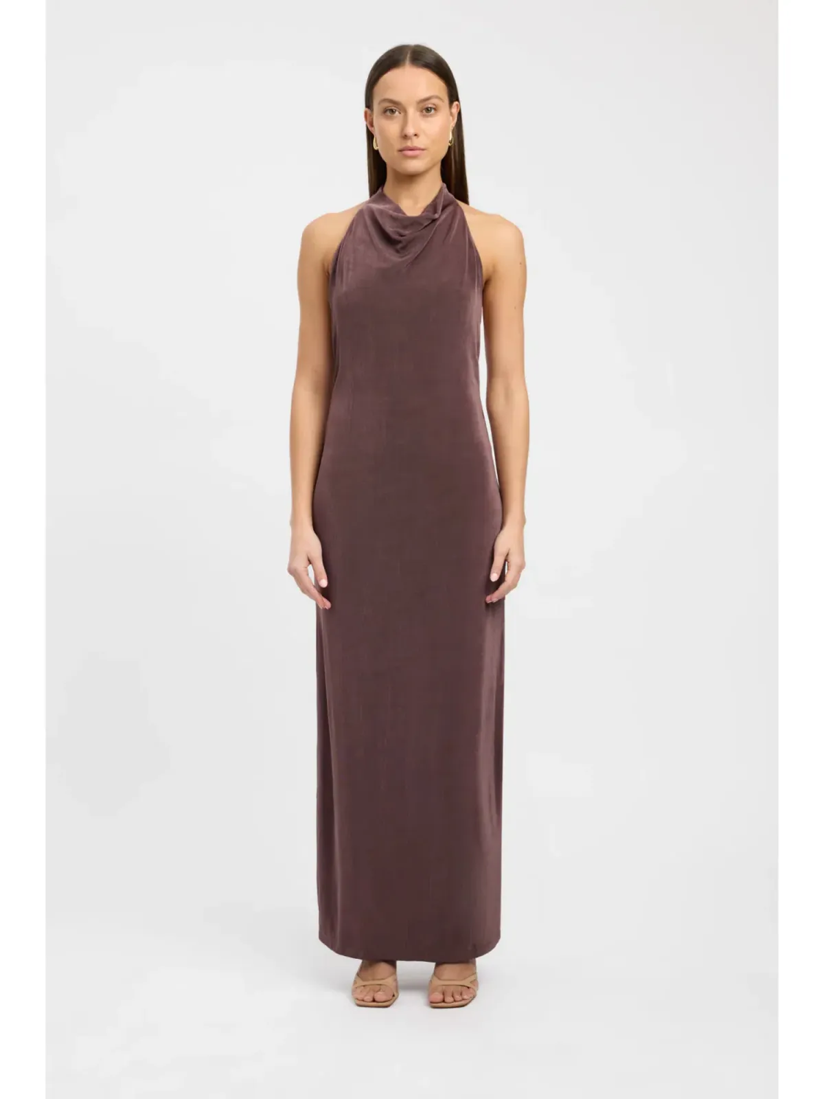 Kookai Erica Halter Maxi Dress Brownie Size 34 / AU 6 - Image 1