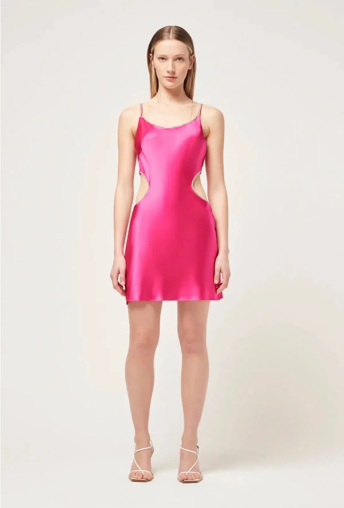 Michael Lo Sordo Luna Cut Out Crystalline Bias Mini Dress White Size 12 - Image 2