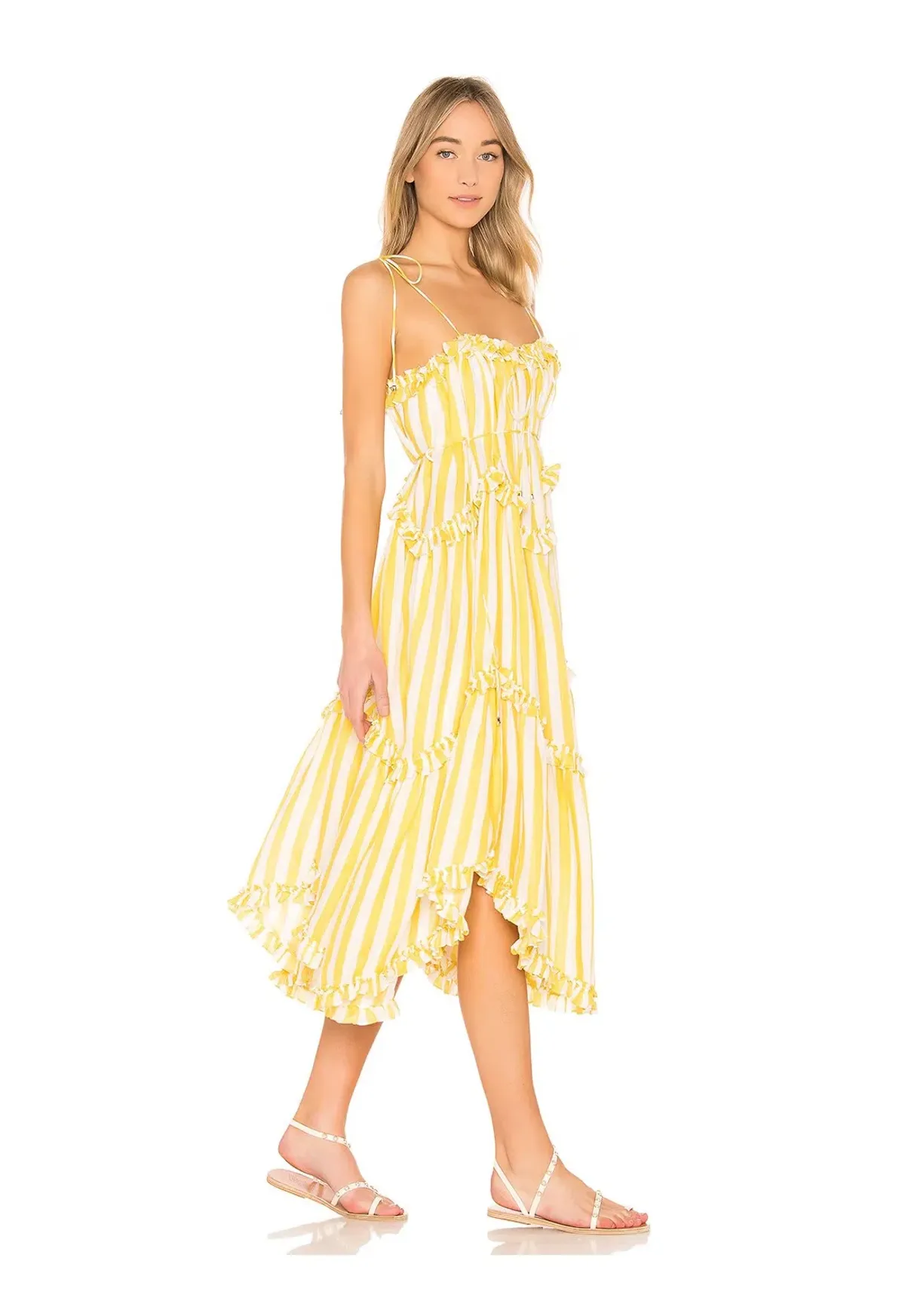 Zimmermann Lumino Floating Stripe Dress in Yellow Stripe Size 0/ AU 8 - Image 2