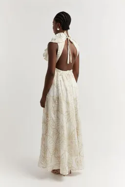 Dissh Malta Palm Frill Linen Maxi Dress Print Size 12 for rent on The Volte - image 3