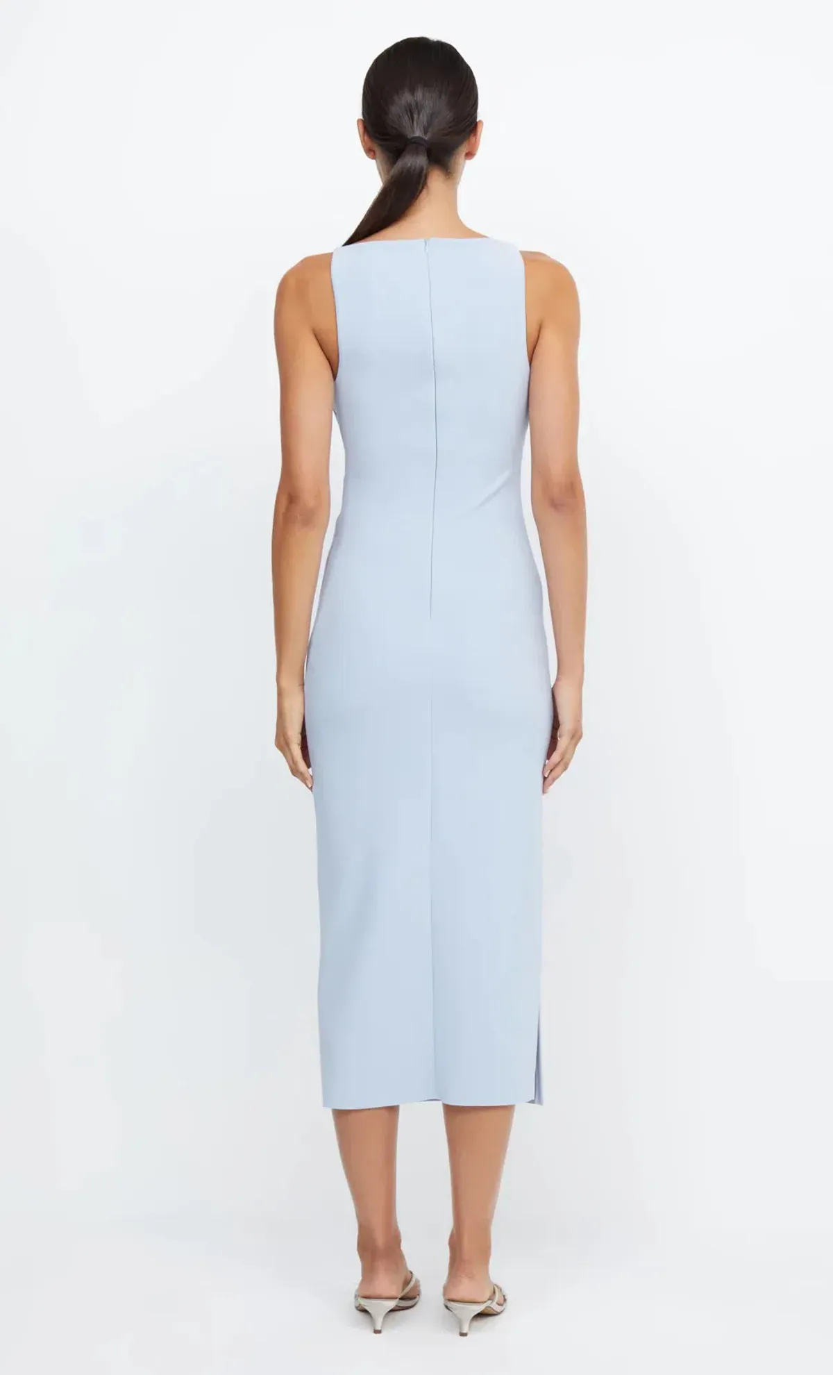 Bec & Bridge Be Mine Tuck Midi Dress Dusty Blue Size 8 - Image 4