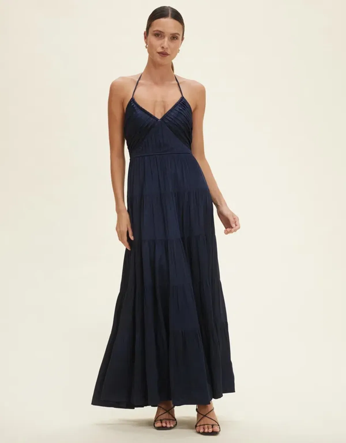 Minima Esenciales Sarai Halter Neck Tiered Maxi Dress Navy Size 8 - Image 2
