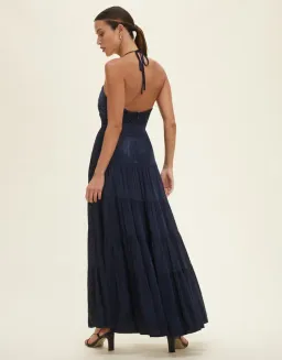 Minima Esenciales Sarai Halter Neck Tiered Maxi Dress Navy Size 8 for rent on The Volte - image 3