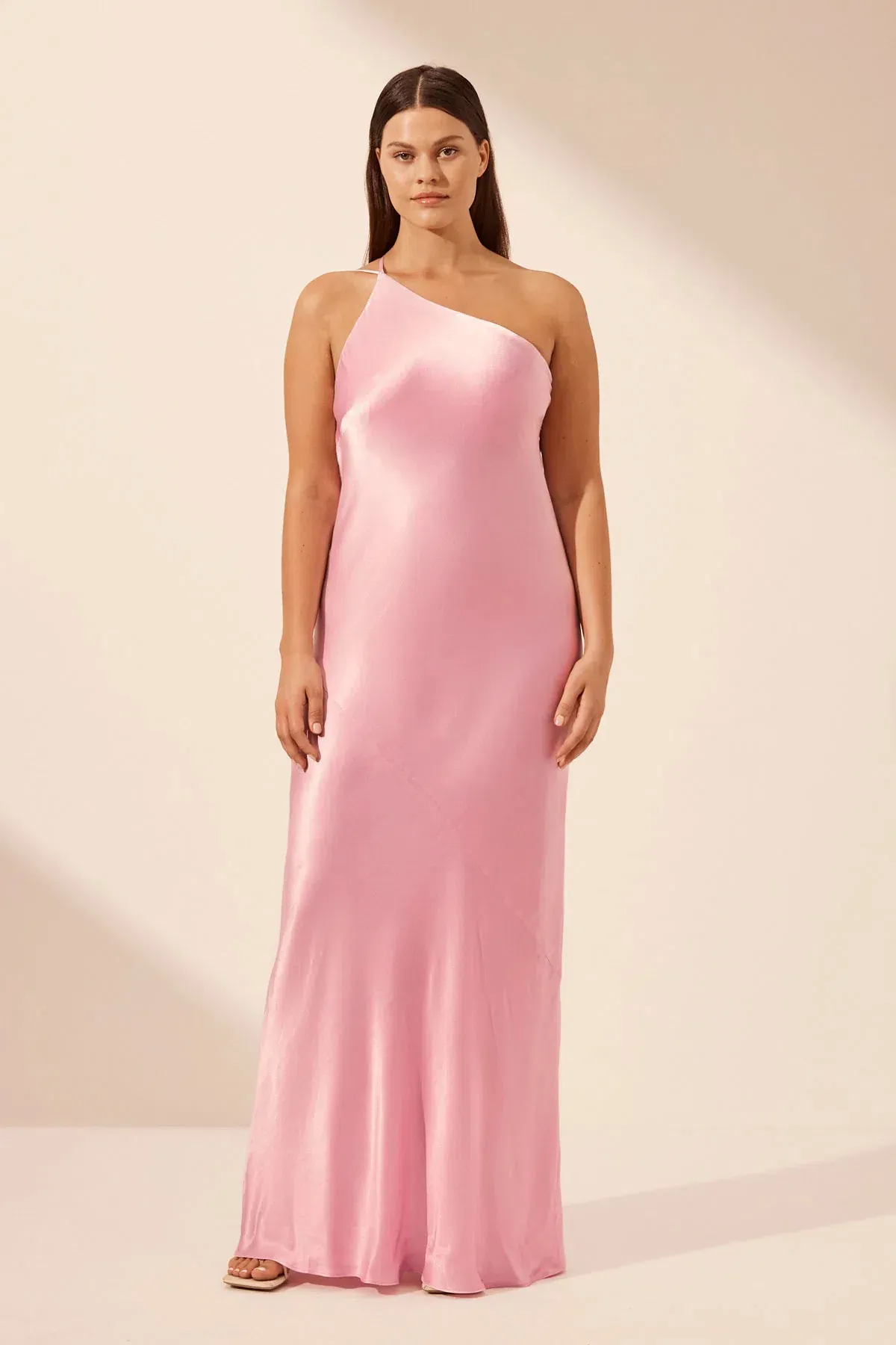 Shona Joy La Lune One Shoulder Cowl Back Maxi Dress Pink Size 12 - Image 1