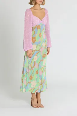 Rixo London Gio Jewel Midi Dress Multi Floral Size 10 for rent on The Volte - image 2