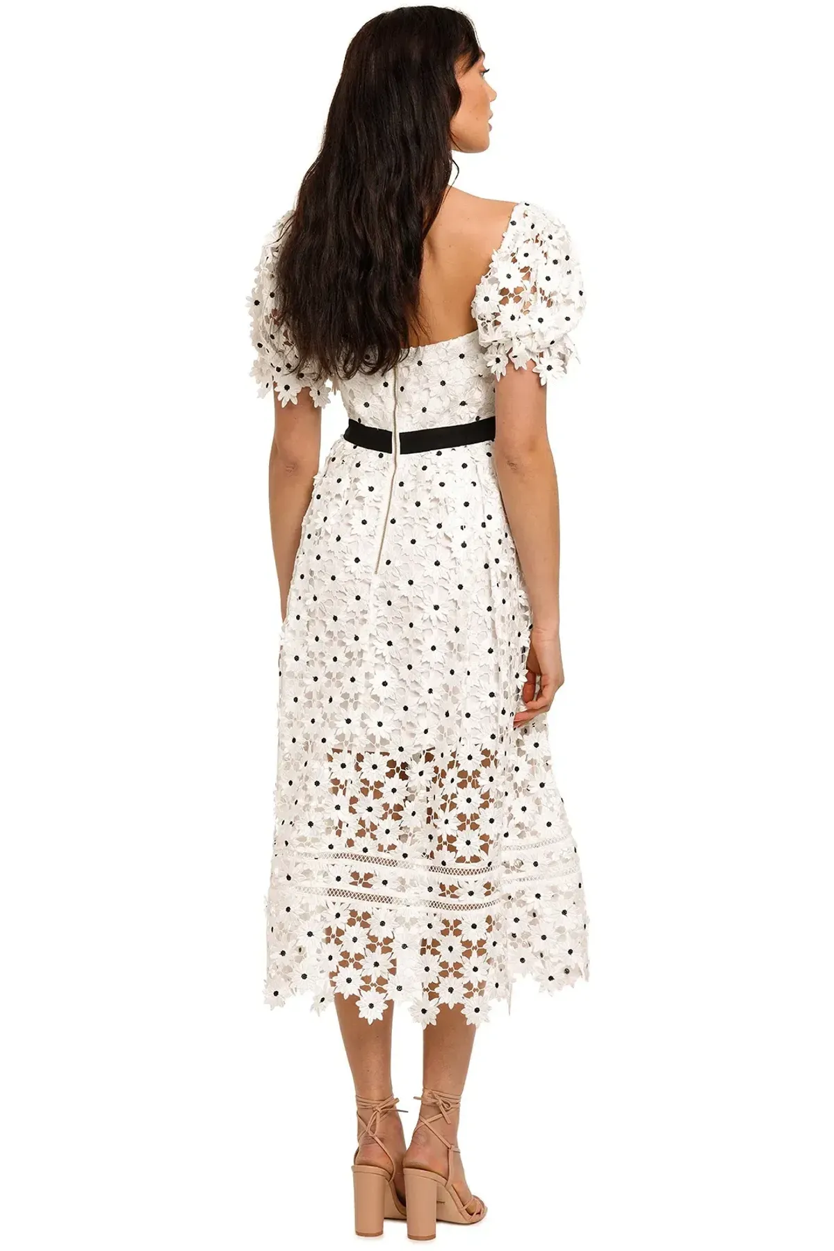 Self Portrait Daisy Lace Midi Dress in Polka Dot Size 10 - Image 3