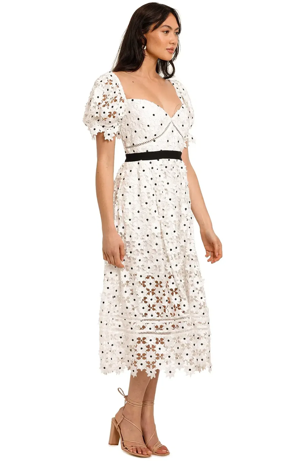 Self Portrait Daisy Lace Midi Dress in Polka Dot Size 12 - Image 4