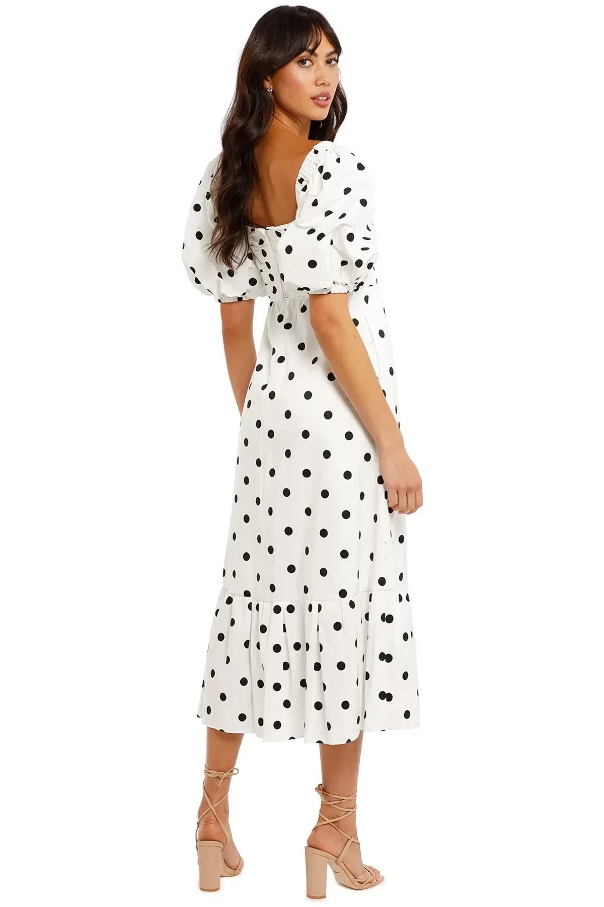 Self Portrait Polka Dot Midi Dress in White Size 6 - Image 3