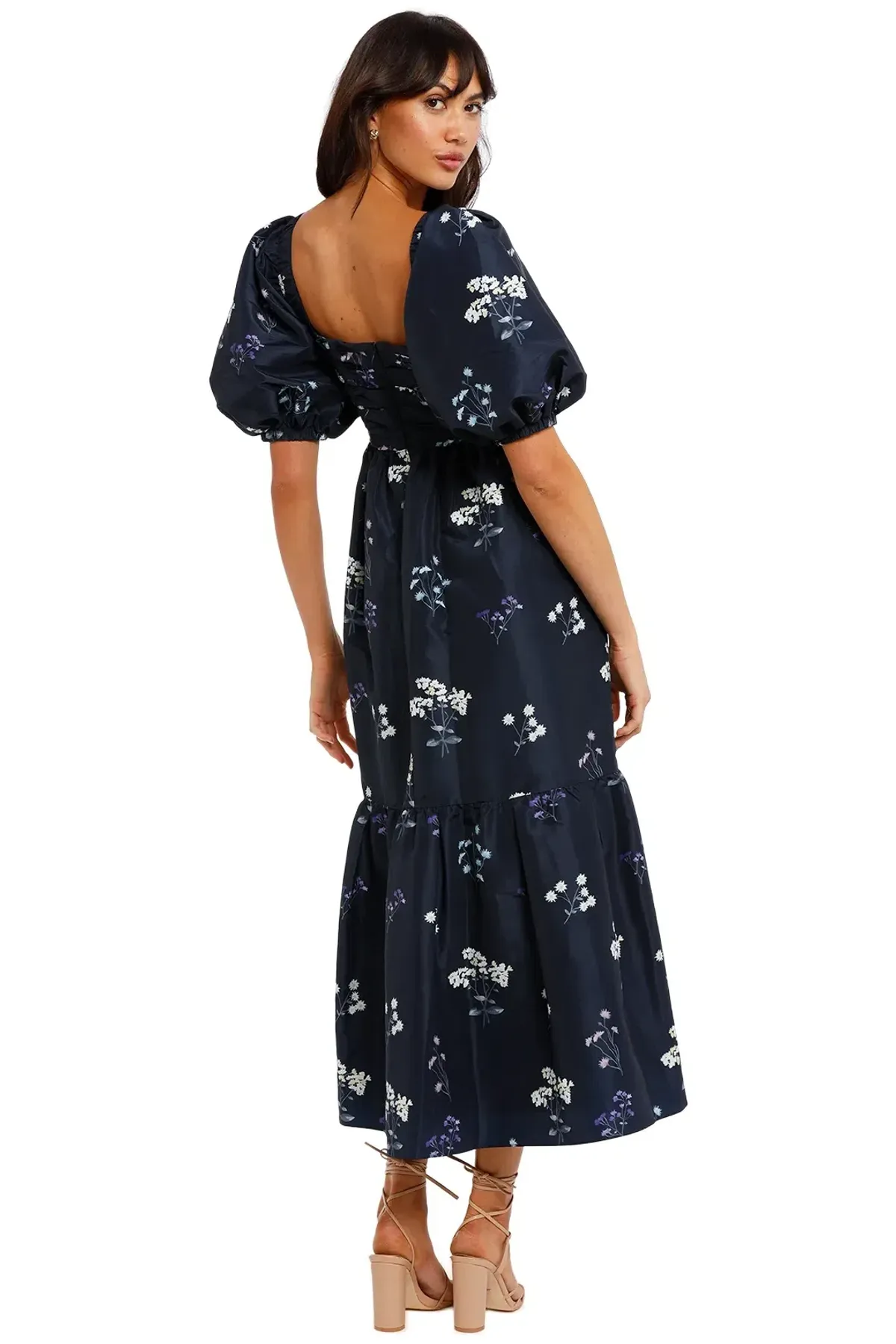 Self Portrait Vintage Floral Midi Dress in Navy Size 8 - Image 3