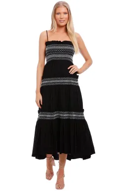 Shona Joy Leda Shirred Tiered Midi Dress Black Size 8 for rent on The Volte - image 4