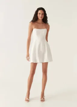 Aje Vibration Jacquard Mini Dress White Size AU 8  for rent on The Volte - image 1