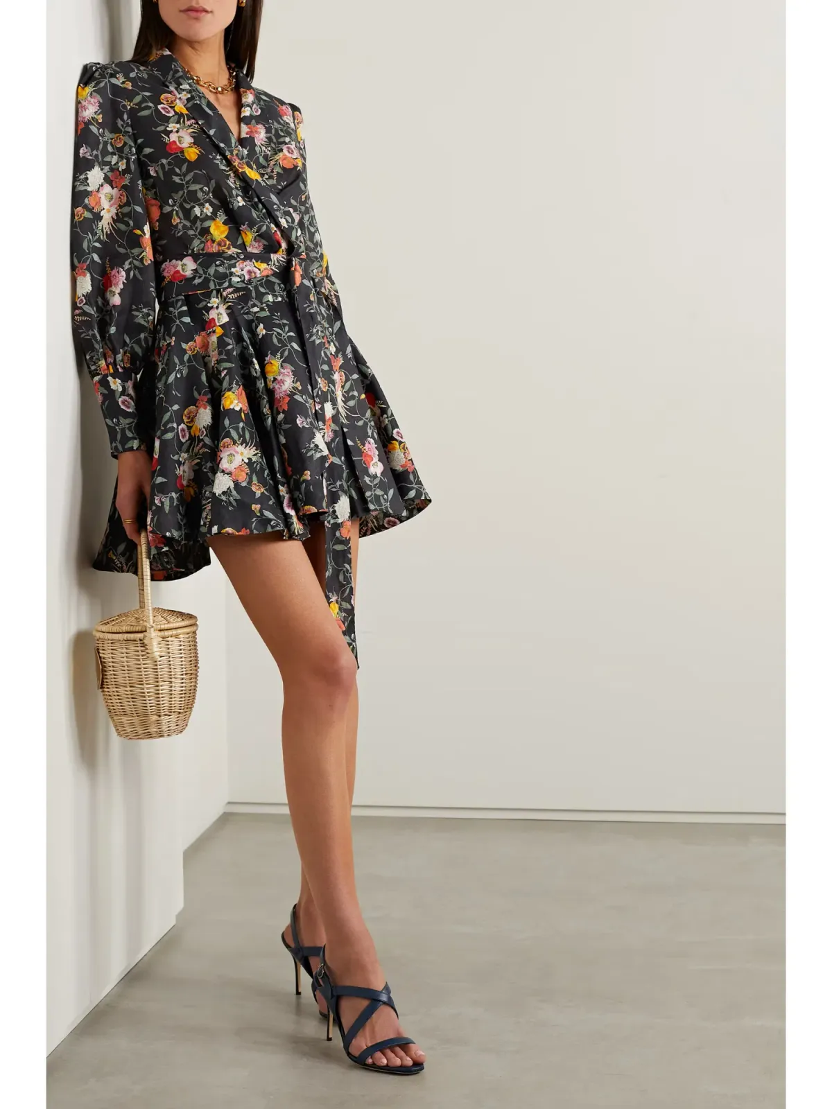 Zimmermann Mini Wrap Dress Elka Vine Black Print Size 1 / AU 10 - Image 1