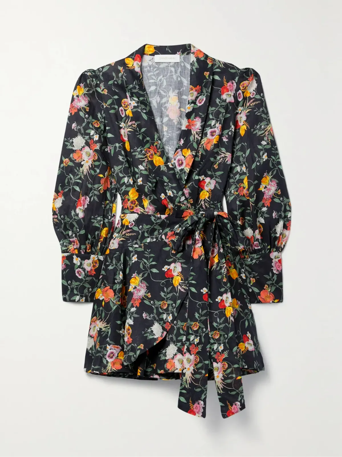 Zimmermann Mini Wrap Dress Elka Vine Black Print Size 1 / AU 10 - Image 4