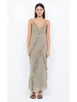 Bec & Bridge Gabriel Frill Maxi Dress Sage Size AU 8 for rent on The Volte - image 1