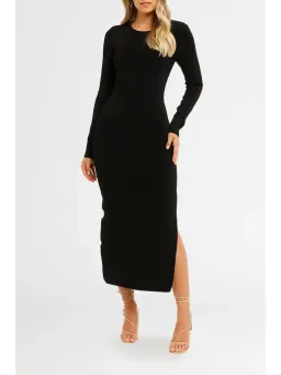Shona Joy Long Sleeve Backless Midi Dress in Black Size AU 12 for rent on The Volte - image 1