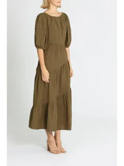 Shona Joy Juliana Midi Dress in Khaki Size AU 6 for rent on The Volte - image 2