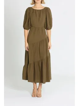 Shona Joy Juliana Midi Dress in Khaki Size AU 6 for rent on The Volte - image 1