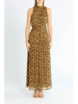 Shona Joy Carmela Sleeveless Midi Dress Khaki Print Size AU 6 for rent on The Volte - image 1