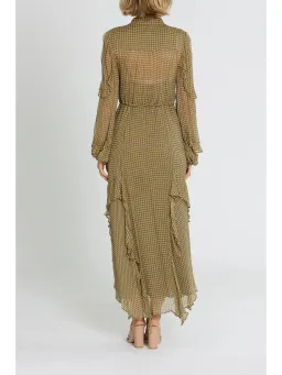 Shona Joy Eleonora Drawstring Frill Midi Dress in Olive Size AU 6 for rent on The Volte - image 3