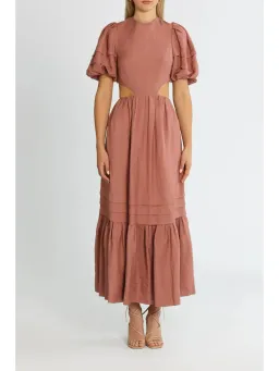 Shona Joy Vega Cut Out Open Back Midi Dress in Rose Size AU 8 for rent on The Volte - image 1