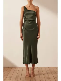 Shona Joy Giorgia Cowl Midi Dress in Forest Size AU 12 for rent on The Volte - image 1