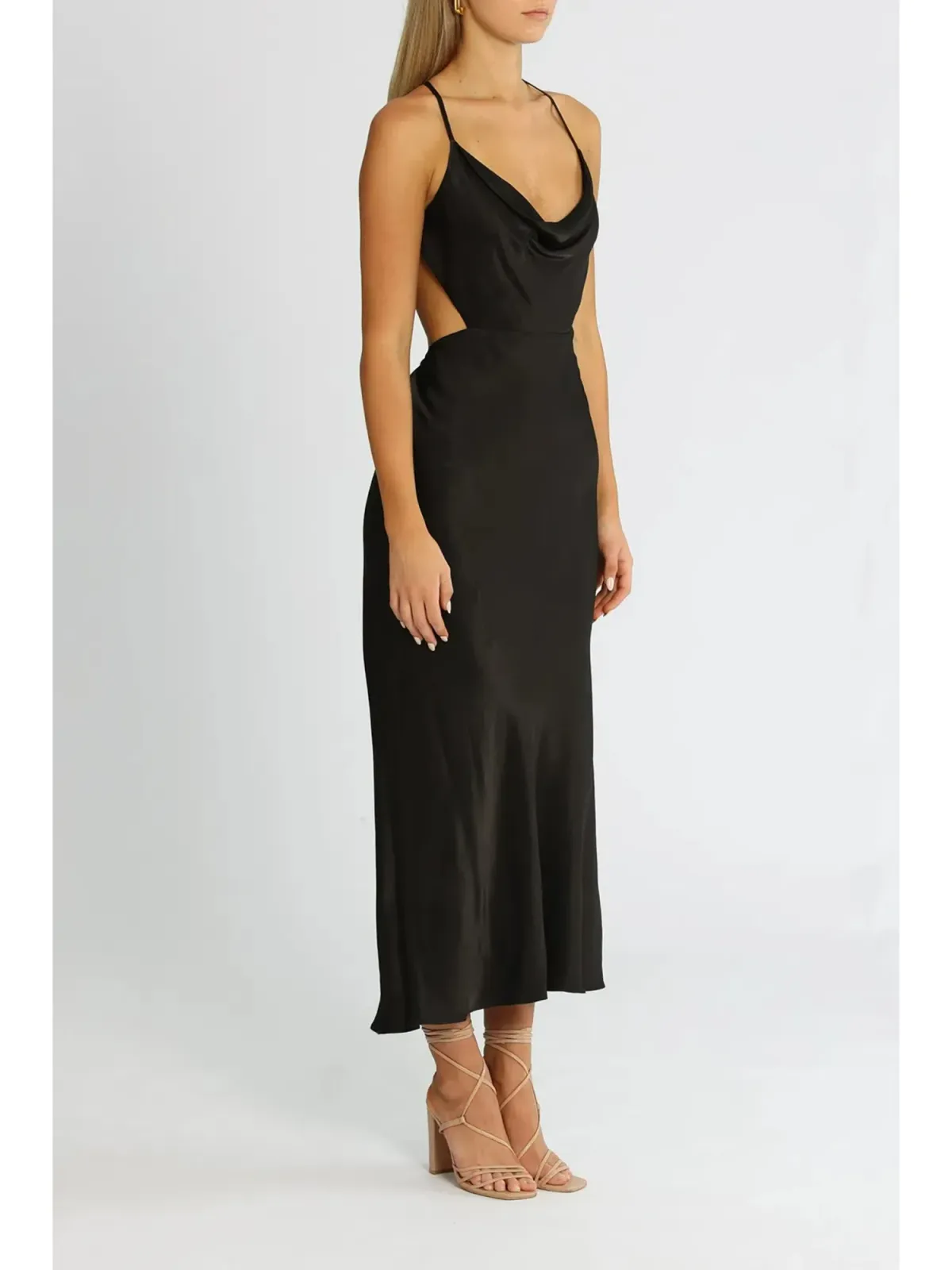 Shona Joy Thalia Bias Cut Out Midi Dress in Black Size AU 12 - Image 2