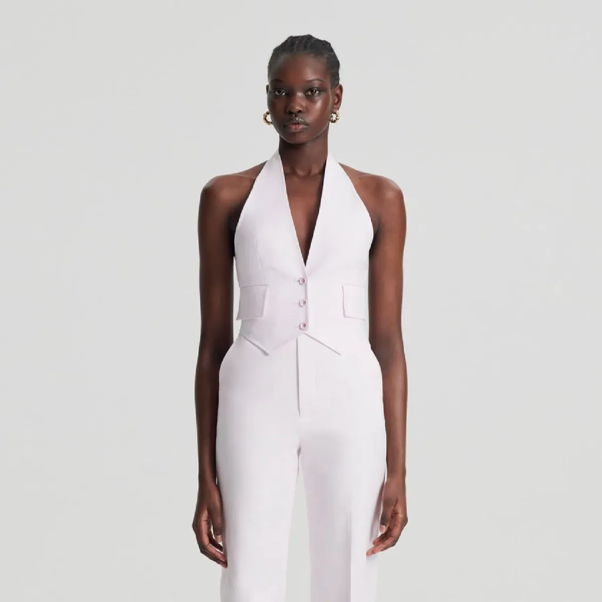  Scanlan Theodore Double Cotton Waistcoat Tinted Pink Size Au 10 - Image 1