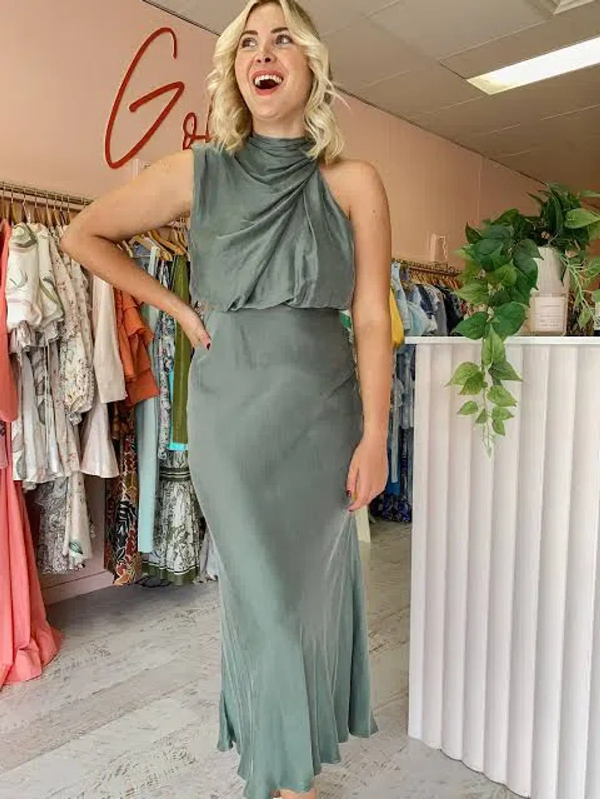 Sheike Park Ave Dress in Sage Size 16 - Image 6