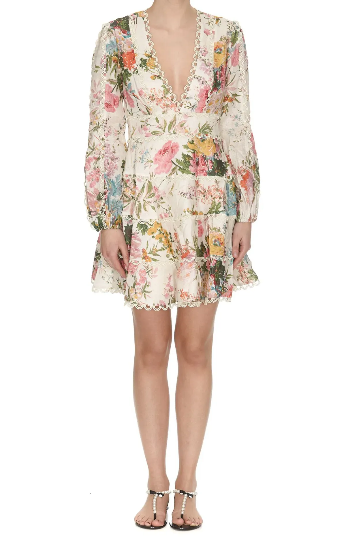 Zimmermann Heathers Flounce Mini Dress Floral Print Size 8 - Image 2