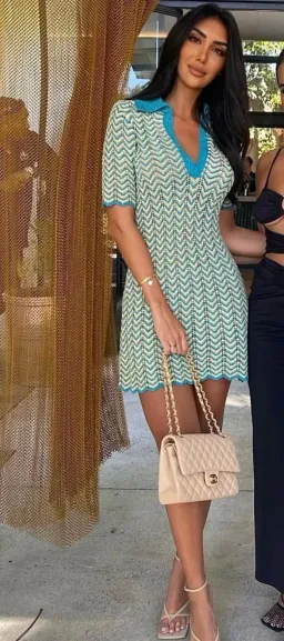 Scanlan Theodore Knit Shirt Dress Turquoise Size XS/ AU 6 for rent on The Volte - image 2