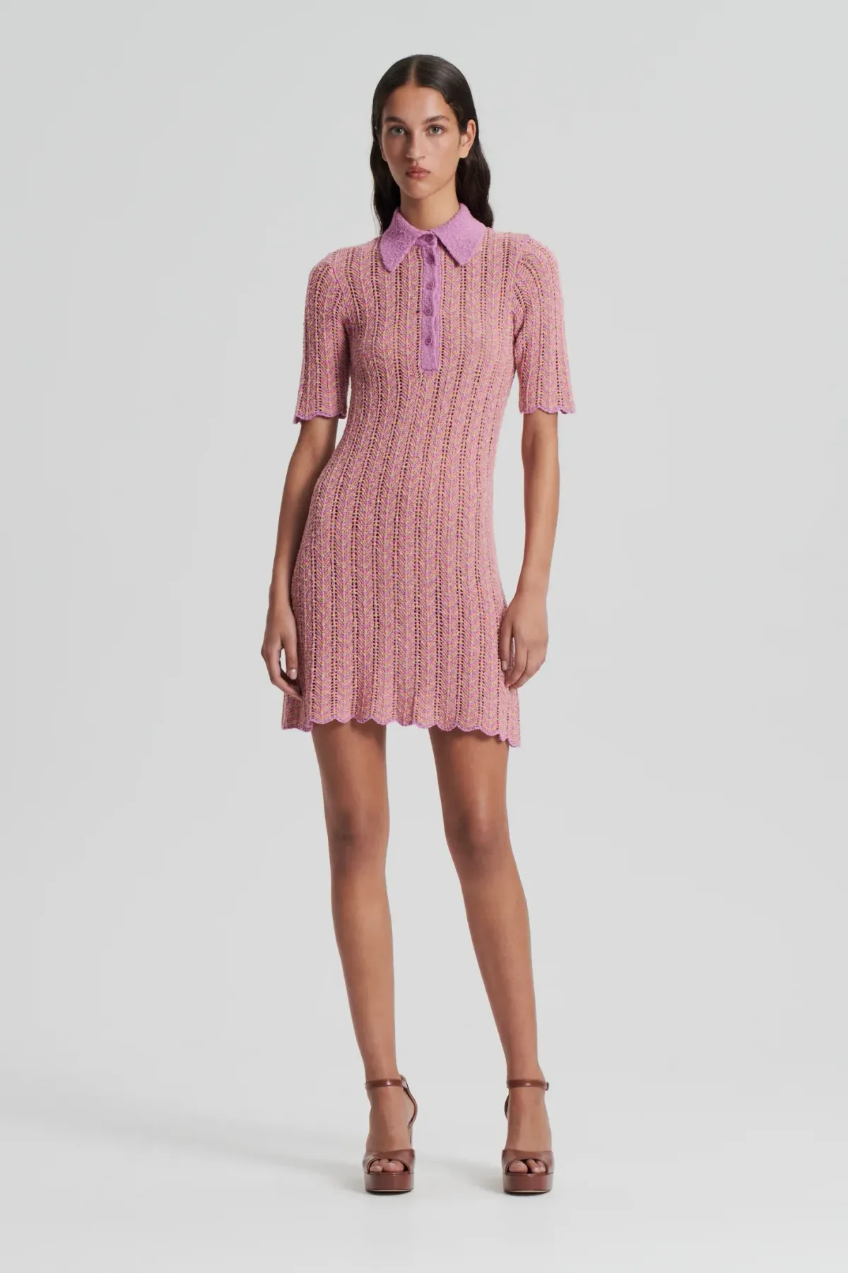Scanlan Theodore Knit Shirt Dress Pink Size XS/ AU 8 - Image 4