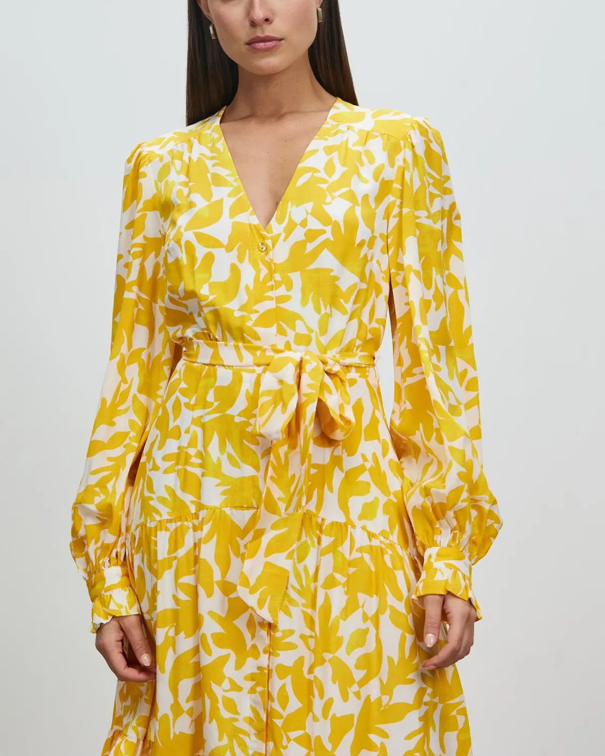 Rebecca Vallance Limoncello Long Sleeve Midi Dress Yellow Size 10 - Image 2