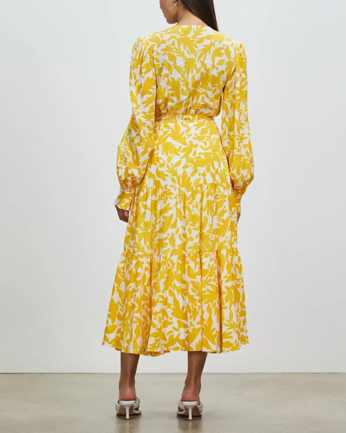 Rebecca Vallance Limoncello Long Sleeve Midi Dress Yellow Size 10 - Image 3