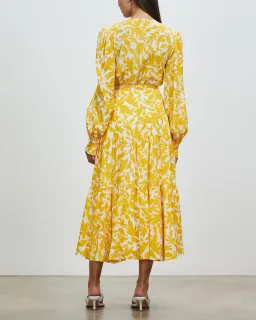 Rebecca Vallance Limoncello Long Sleeve Midi Dress Yellow Size 10 for rent on The Volte - image 3