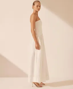 Shona Joy Blanc Linen Strapless Panelled Maxi Dress Ivory Size 8 for rent on The Volte - image 5
